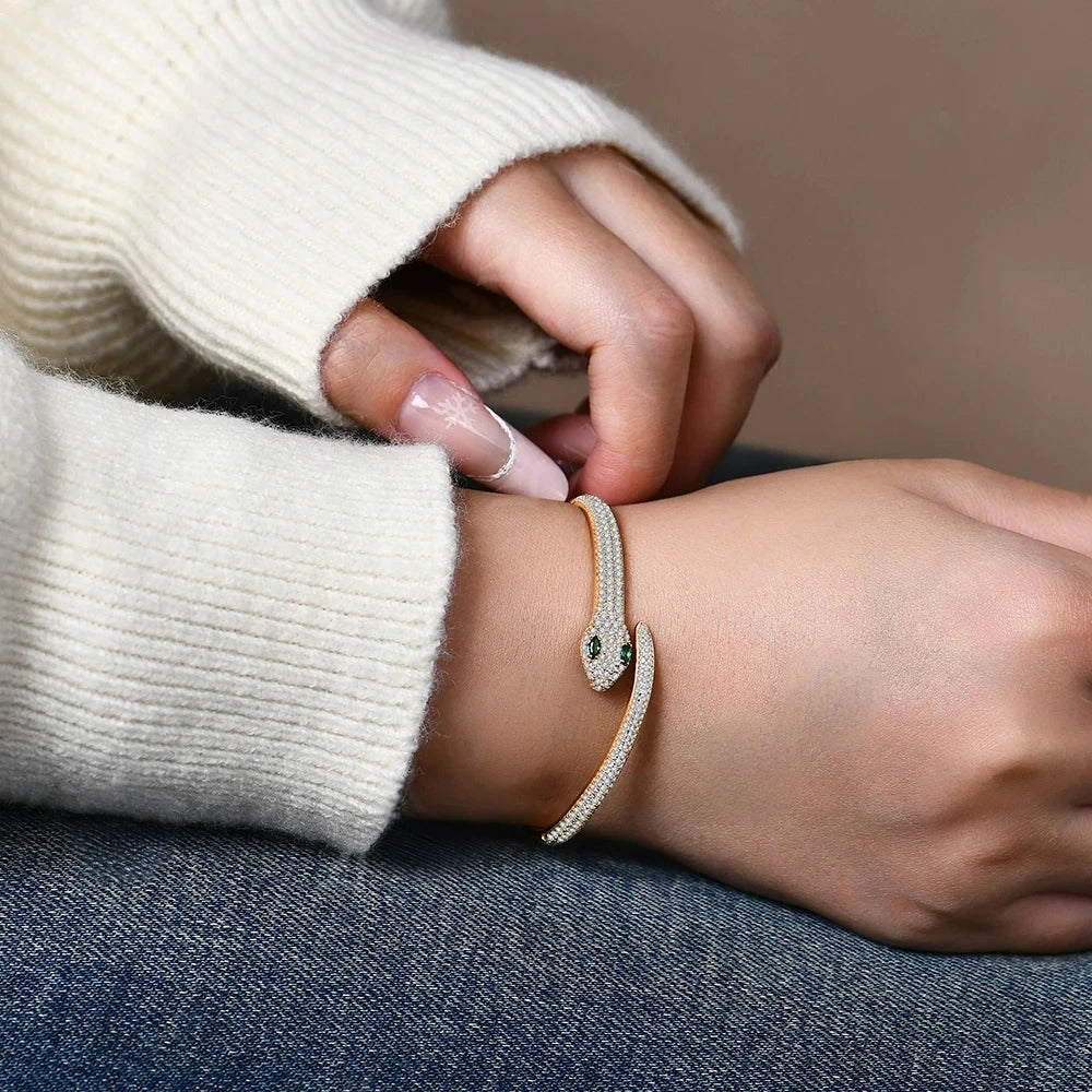 Moissanite Original Snake Bracelet in Sterling Silver