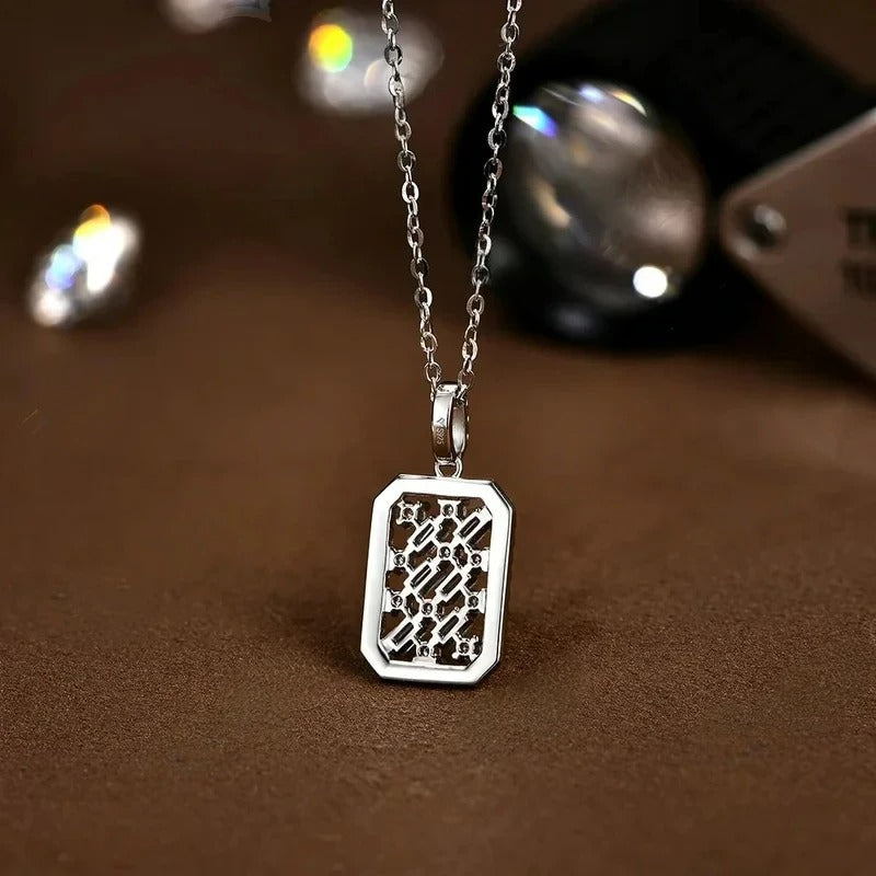 Moissanite Rectangular-Cut Pendant Necklace in Sterling Silver