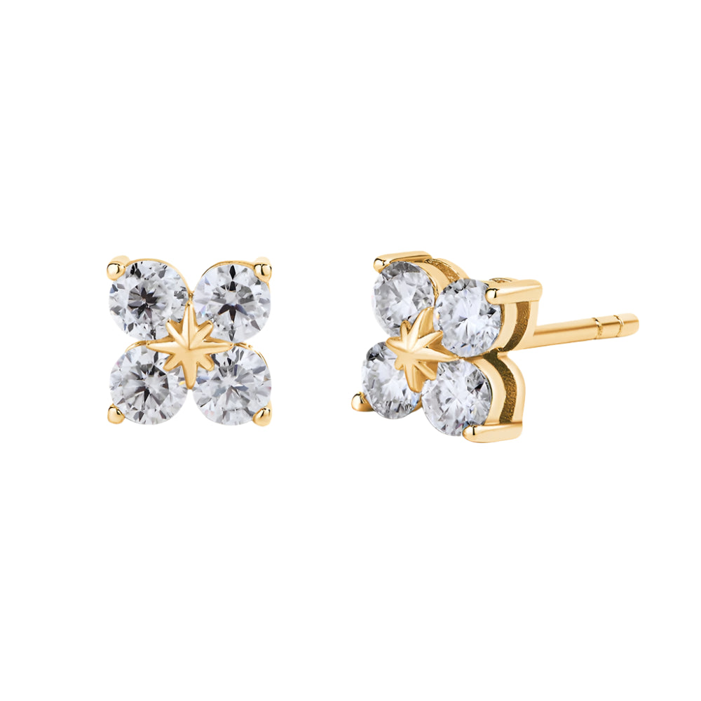 Round-Cut Moissanite Earrings in 10K/14K/18K Gold