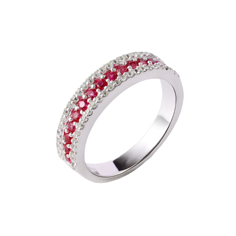 Sterling Silver Eternity Band with Created Rubies