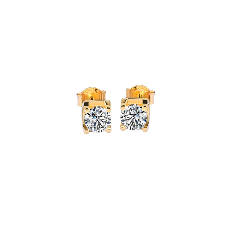 Moissanite Stud Earrings in Sterling Silver with Rhodium and Gold Plating