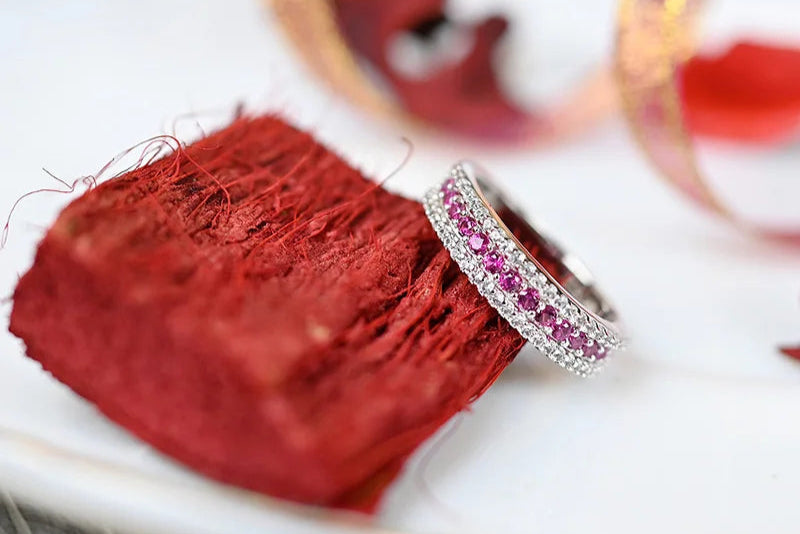 Sterling Silver Eternity Band with Created Rubies