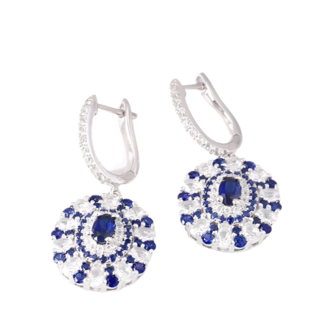 Oval-Cut Sapphire Drop Earrings in Sterling Silver