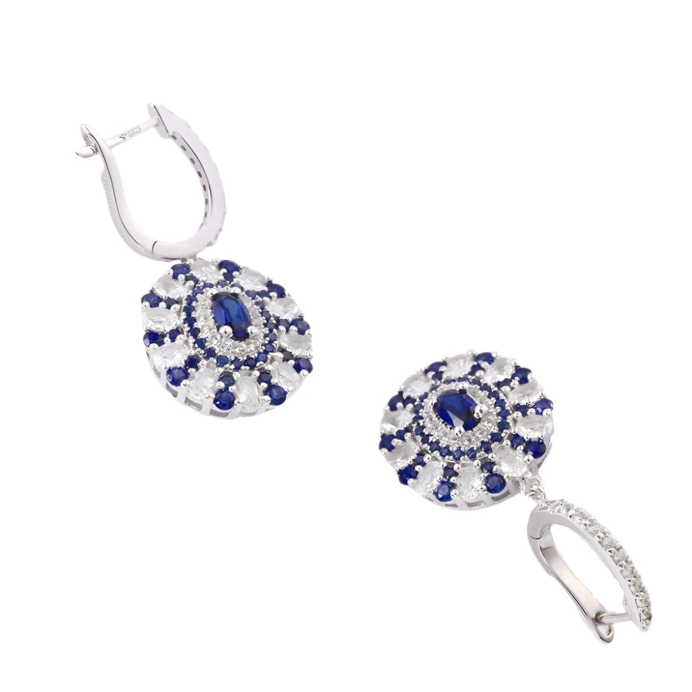 Oval-Cut Sapphire Drop Earrings in Sterling Silver