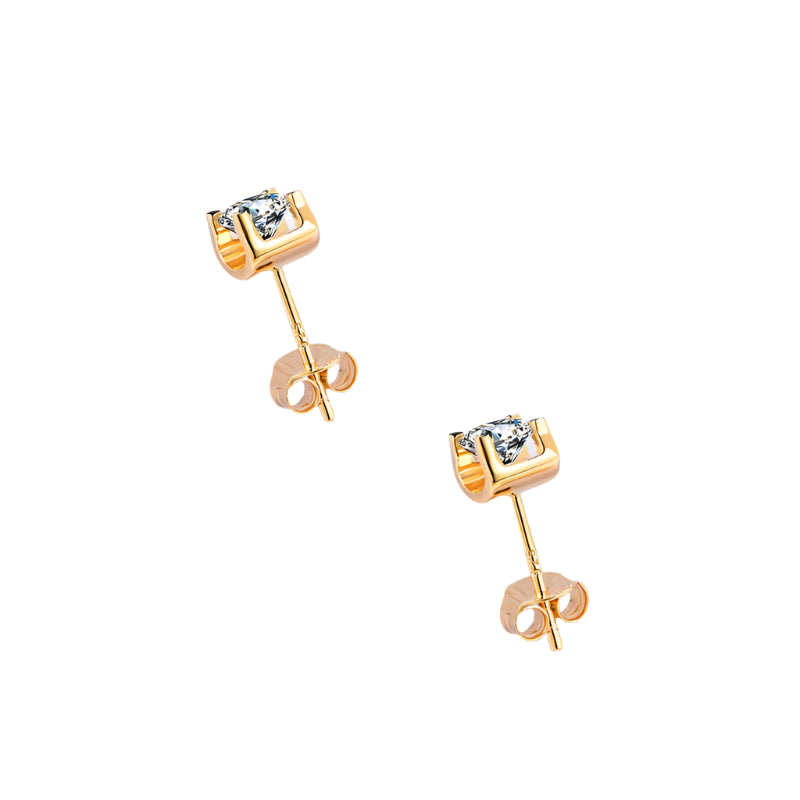 Moissanite Stud Earrings in Sterling Silver with Rhodium and Gold Plating