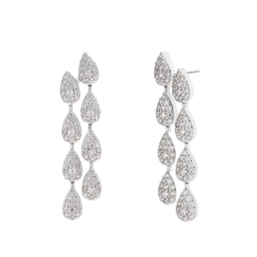 Moissanite Round-Cut Dangle Waterdrop Earrings in 925 Sterling Silver with Gold Plating