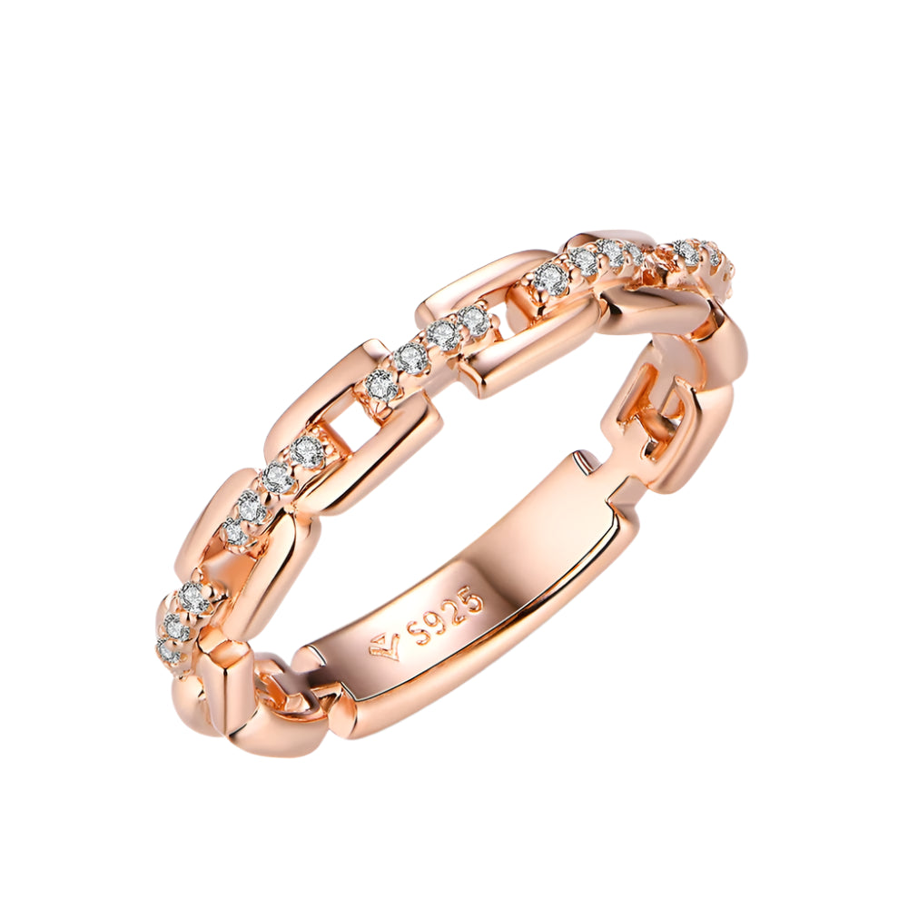 Chainlink Moissanite Fashion Ring in Sterling Silver with Gold Plating