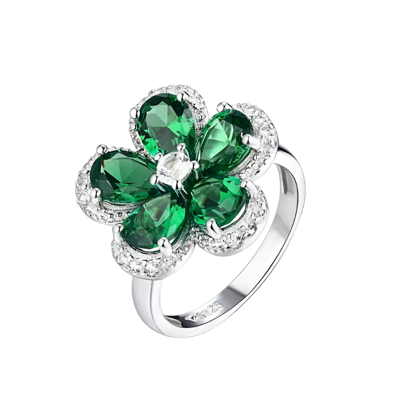 Zultanite Color-Changing Flower Ring in Sterling Silver with White Rhodium Plating