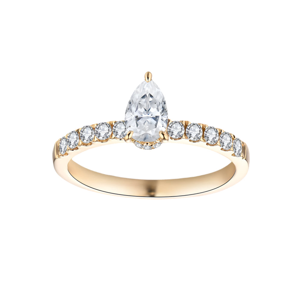 10K Yellow Gold Moissanite Pear-Cut Commitment Ring