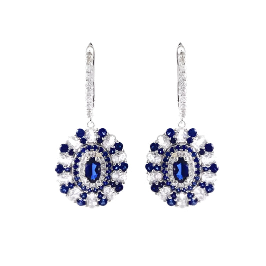 Oval-Cut Sapphire Drop Earrings in Sterling Silver