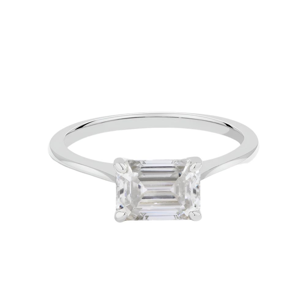 Octagon-Cut Moissanite Solitaire Ring in 925 Sterling Silver with White/Yellow Gold Plating