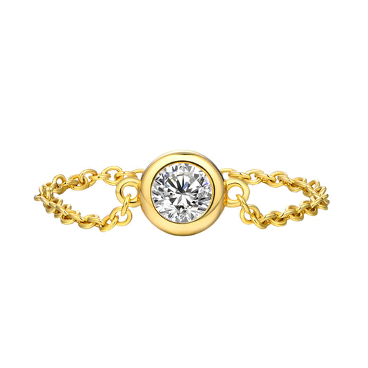 Round-Cut Moissanite Bezel-Set Ring in Sterling Silver with Yellow Gold Plating