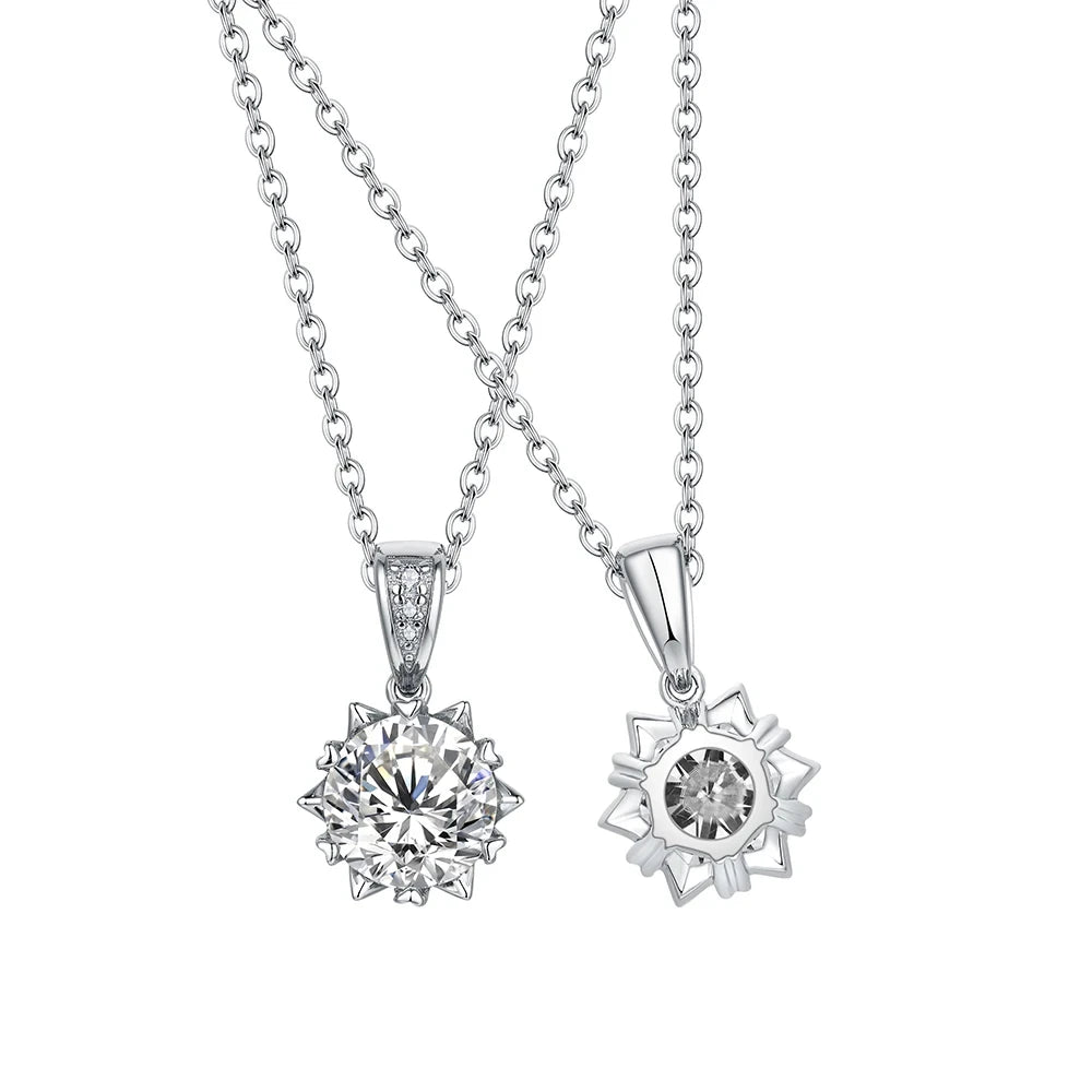 1.0 Carat Brilliant Round-Cut Moissanite Pendant Necklace in Sterling Silver