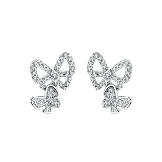 Moissanite Butterfly Stud Earrings in 925 Sterling Silver