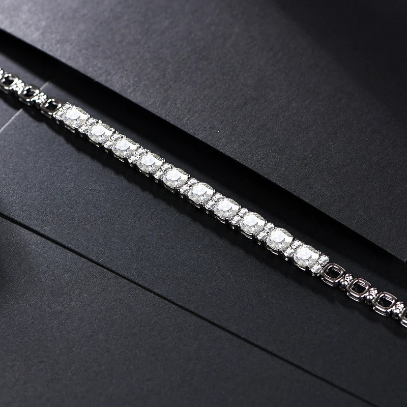 Moissanite Diamond Tennis Bracelet with White Rhodium Plating in 925 Sterling Silver