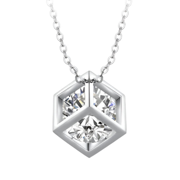 4CT Brilliant Moissanite Necklace in 925 Sterling Silver with White Gold Plating