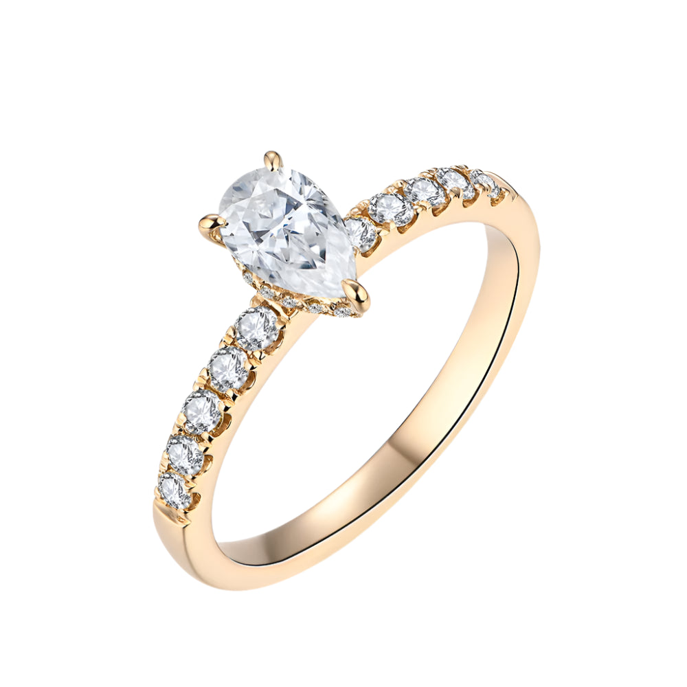 10K Yellow Gold Moissanite Pear-Cut Commitment Ring