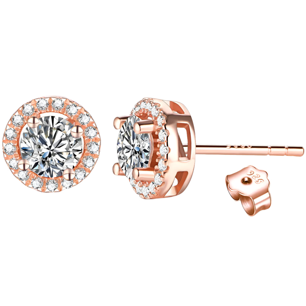 1CT Moissanite Stud Earrings in 18K Gold-Plated Sterling Silver