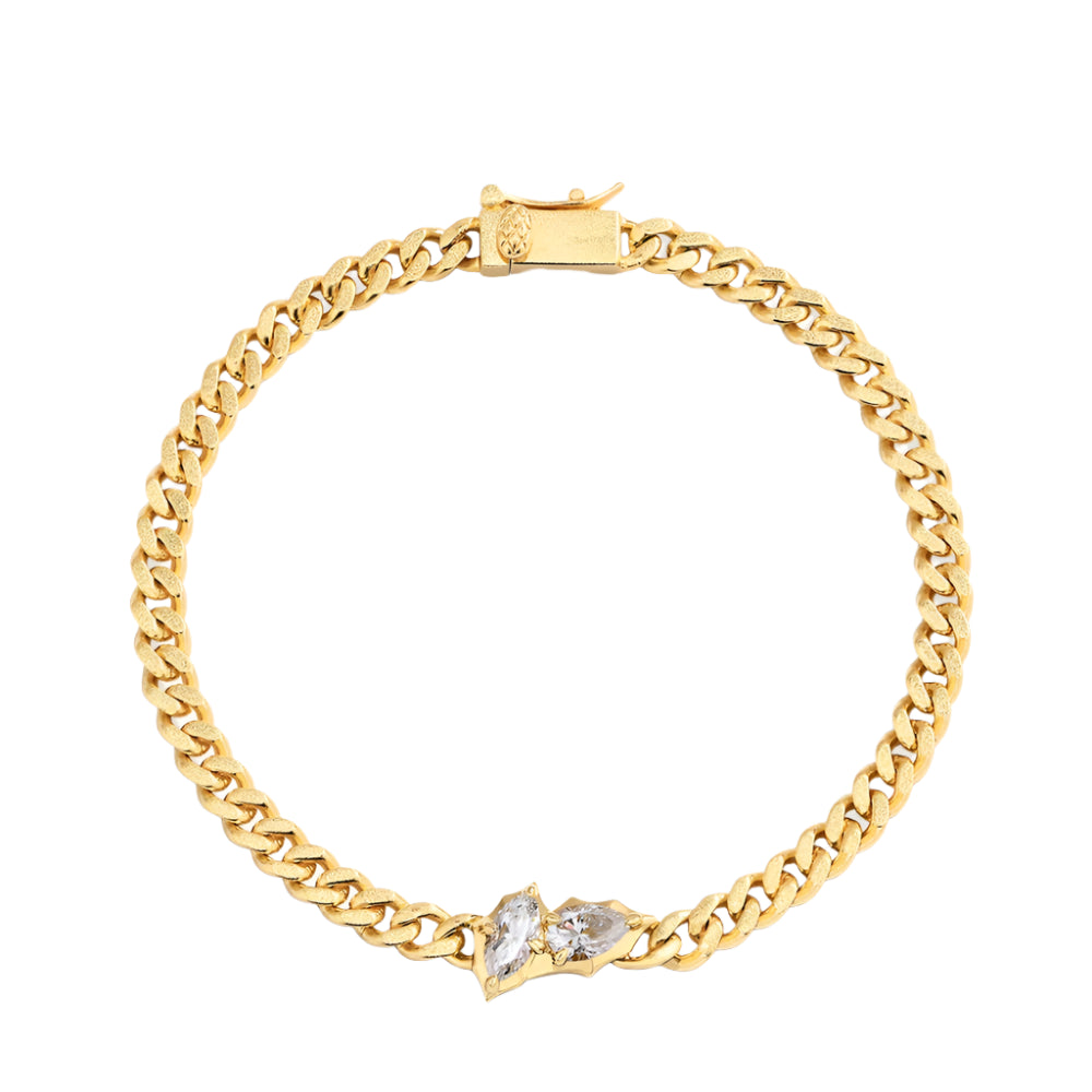 1CTW Moissanite Pear-Cut Bracelet in 925 Sterling Silver with White/Yellow Gold Plating