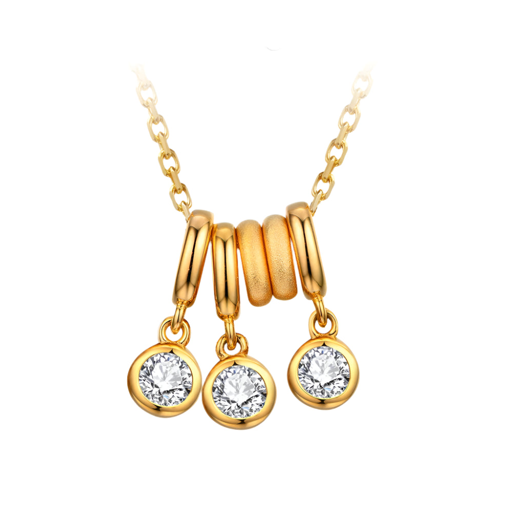 Round-Cut Moissanite Pendant Necklace in Sterling Silver with Gold Plating