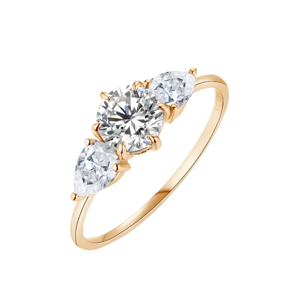 Round-Cut Moissanite Commitment Ring in Sterling Silver with 18K Gold Plating