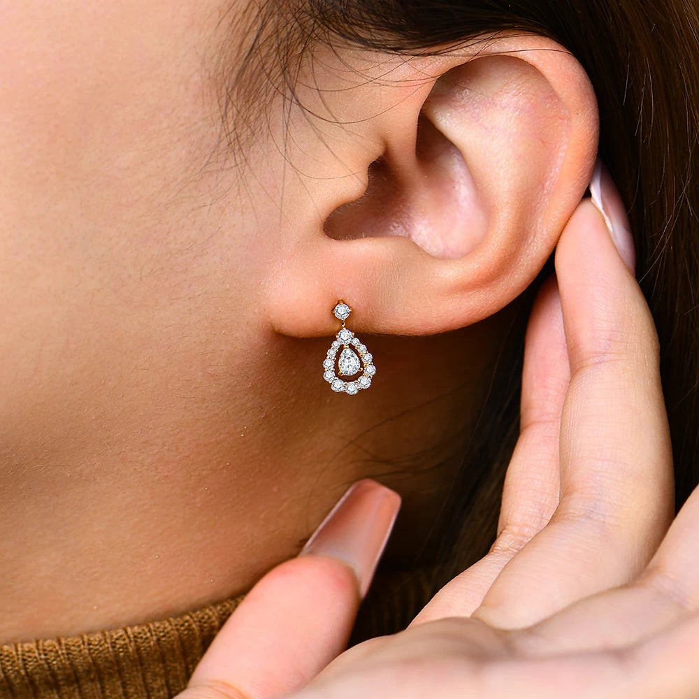 Pear-Cut Moissanite Stud Earrings in Gold or Sterling Silver