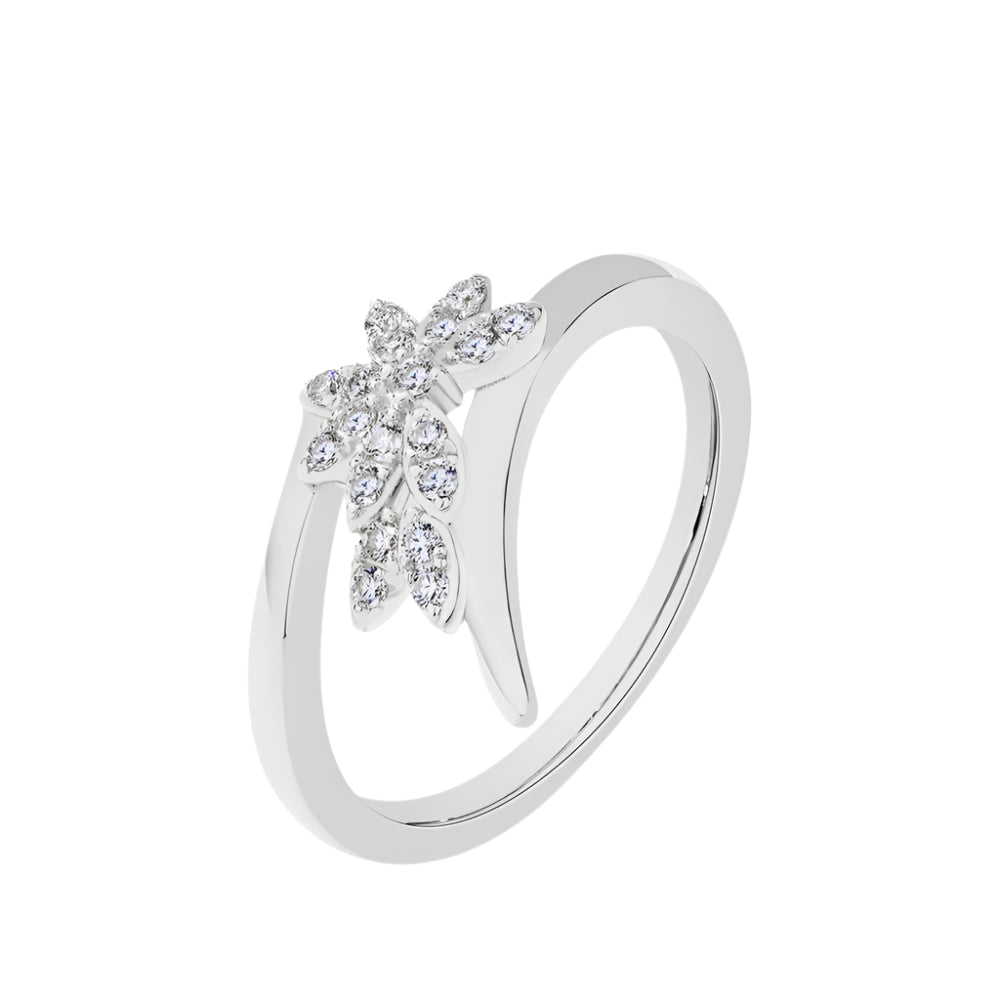 Floral Moissanite Fashion Ring in Pure Gold