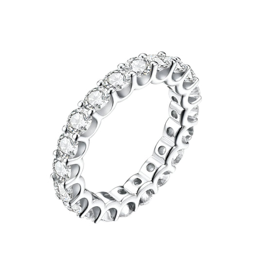 Round-Cut Moissanite Eternity Band in 925 Sterling Silver with White/Yellow/Rose Gold Plating