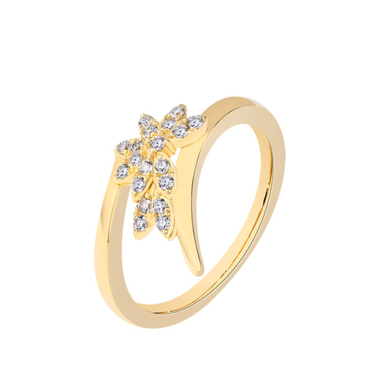 Floral Moissanite Fashion Ring in Pure Gold