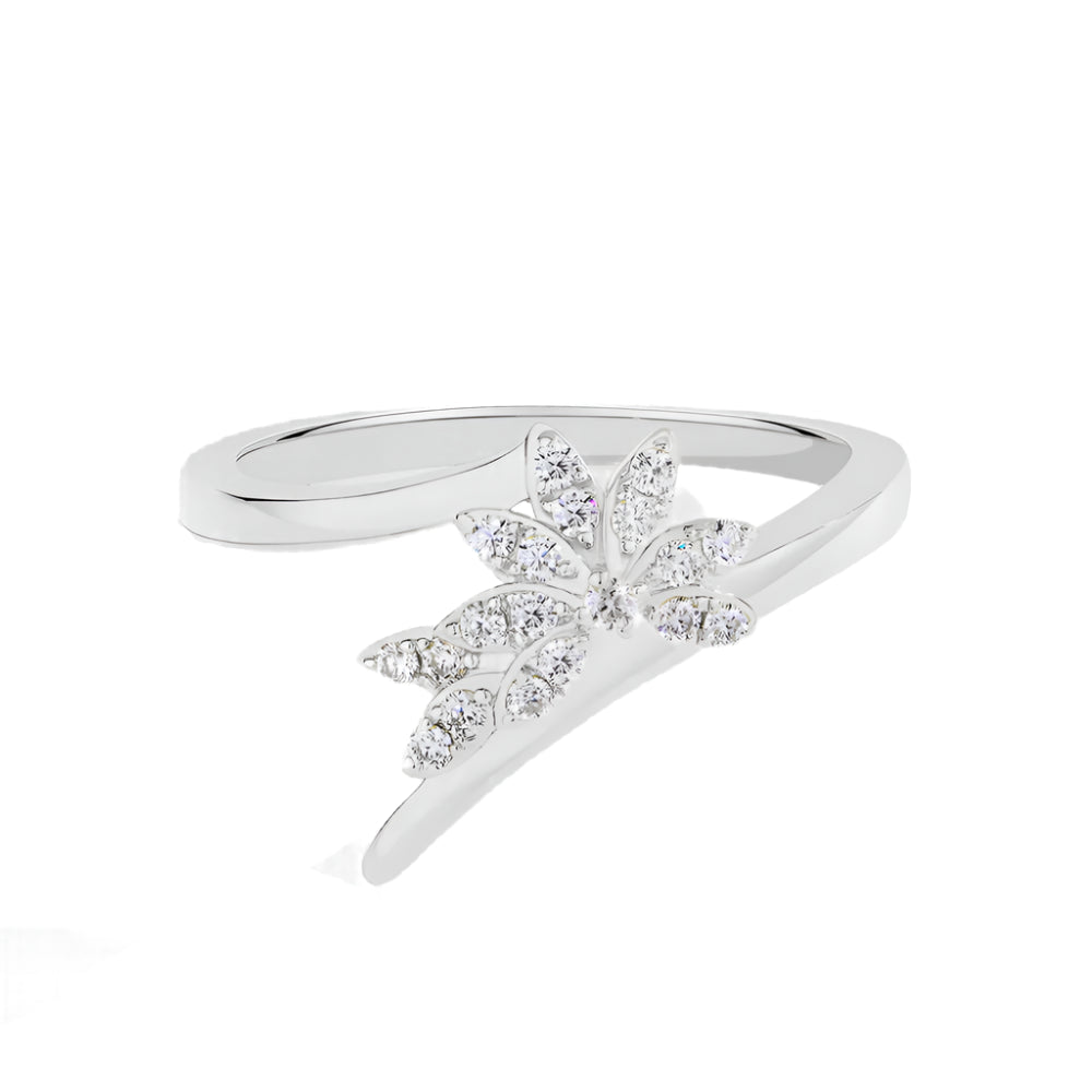 D Color VVS1 Moissanite Engagement Ring with Curved Shank in 925 Sterling