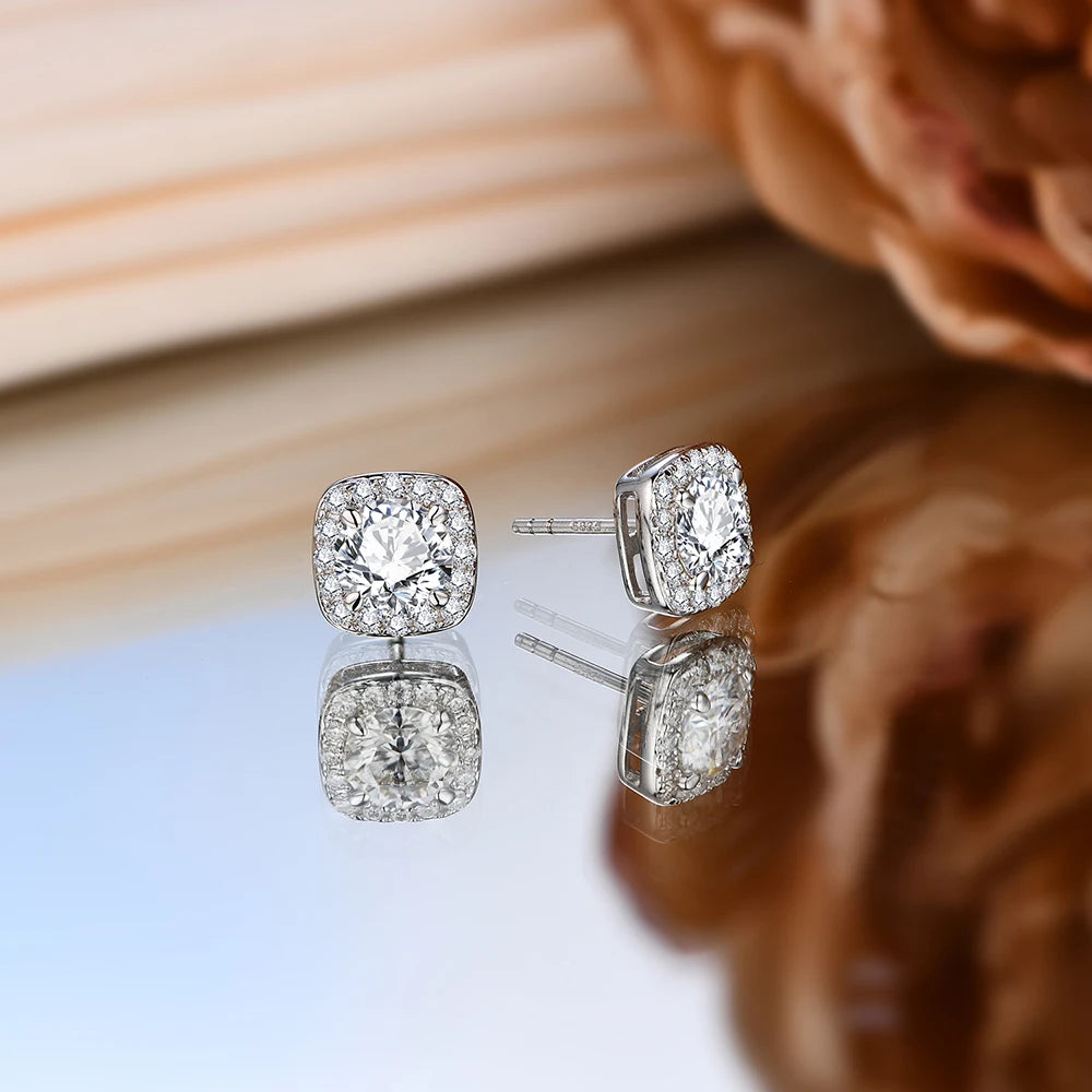 1CT Moissanite Stud Earrings in Sterling Silver