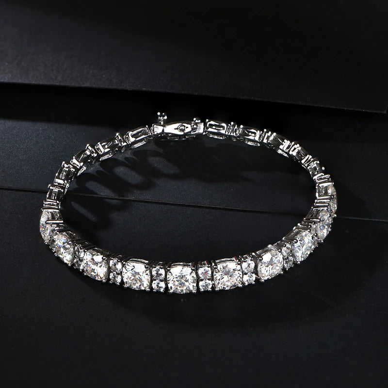 Moissanite Diamond Tennis Bracelet with White Rhodium Plating in 925 Sterling Silver