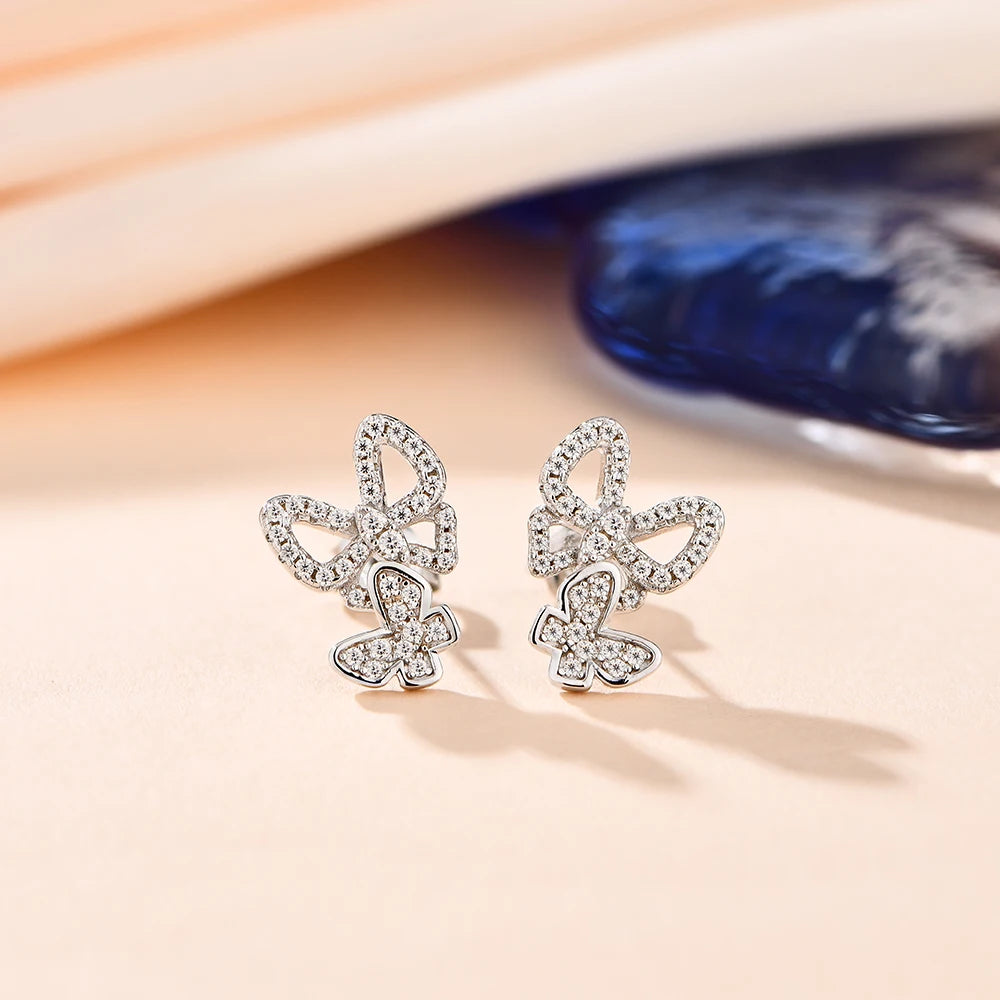 Moissanite Butterfly Stud Earrings in 925 Sterling Silver