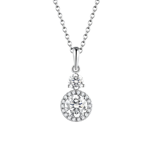 Round-Cut Moissanite Pendant Necklace in Sterling Silver