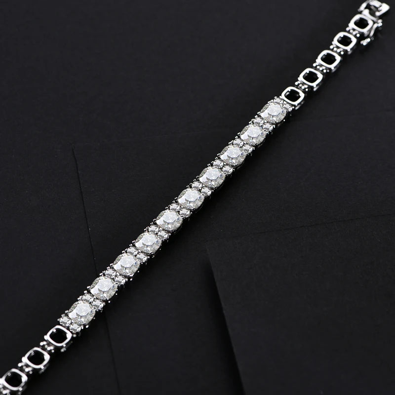 Moissanite Diamond Tennis Bracelet with White Rhodium Plating in 925 Sterling Silver