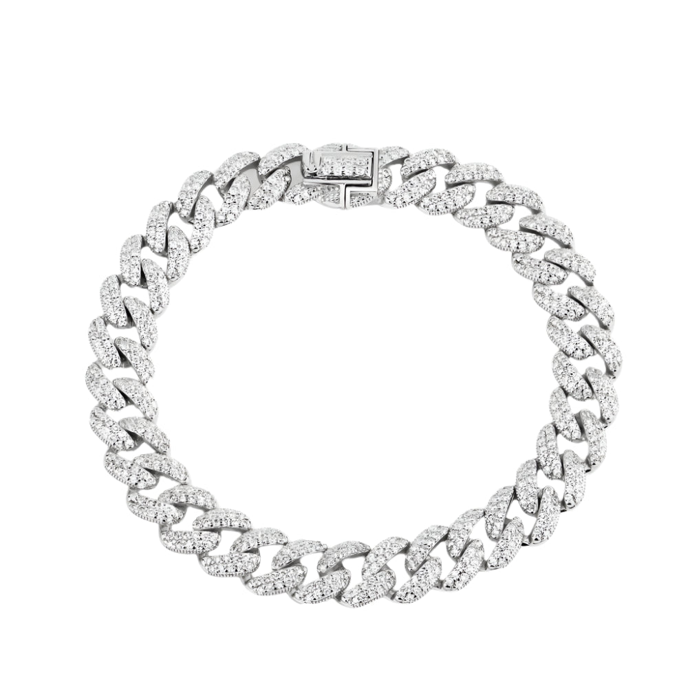 Moissanite Cuba Chain Bracelet in 925 Sterling Silver