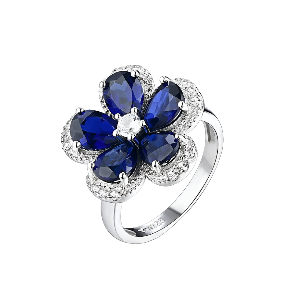 Zultanite Color-Changing Flower Ring in Sterling Silver with White Rhodium Plating