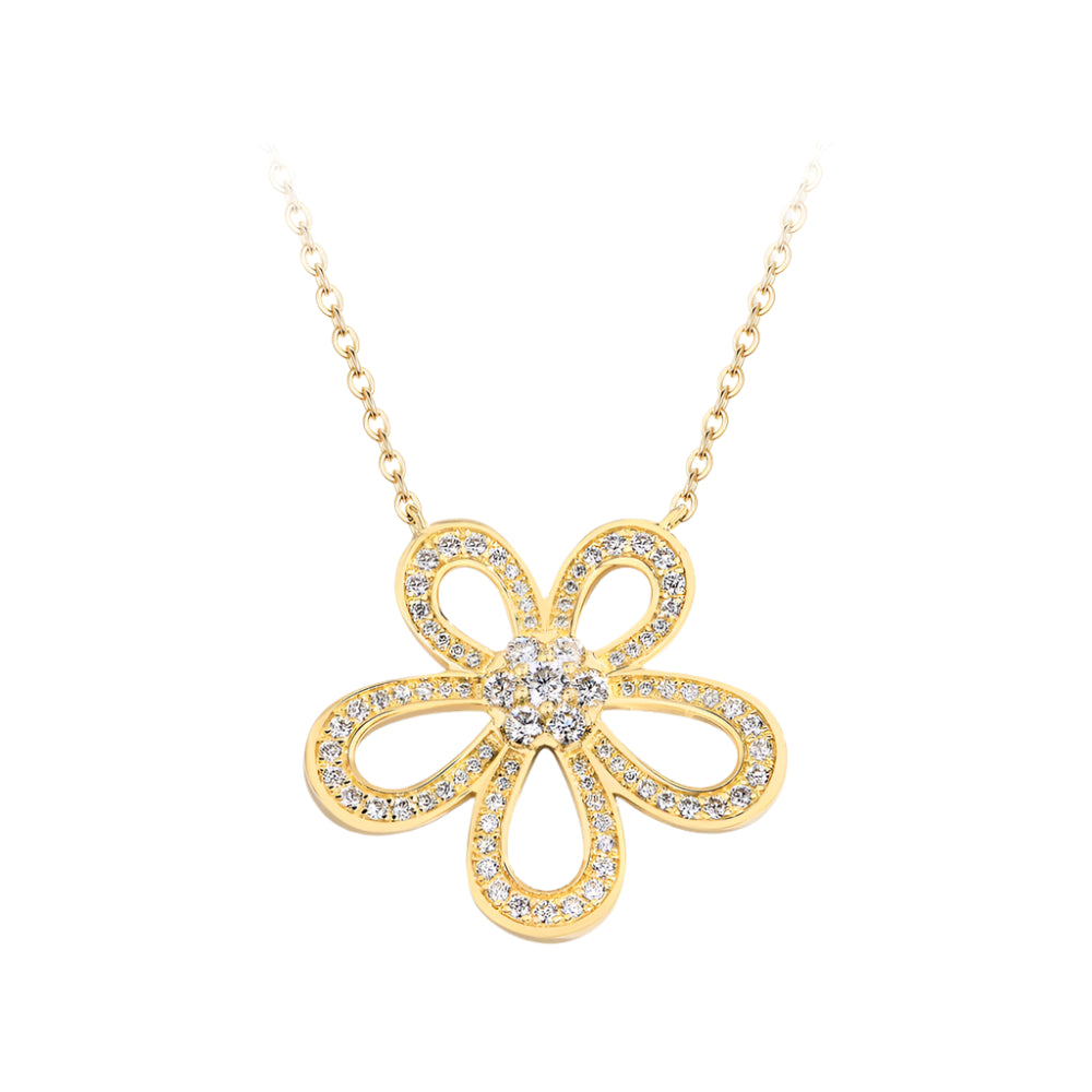 Flower-Shaped Moissanite Pendent Necklace in Sterling Silver