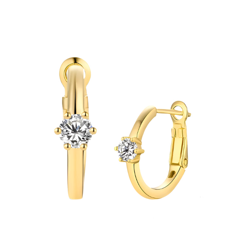 Round-Cut Moissanite 3.5mm Stud Earrings in 925 Sterling Silver with Yellow Gold Plating