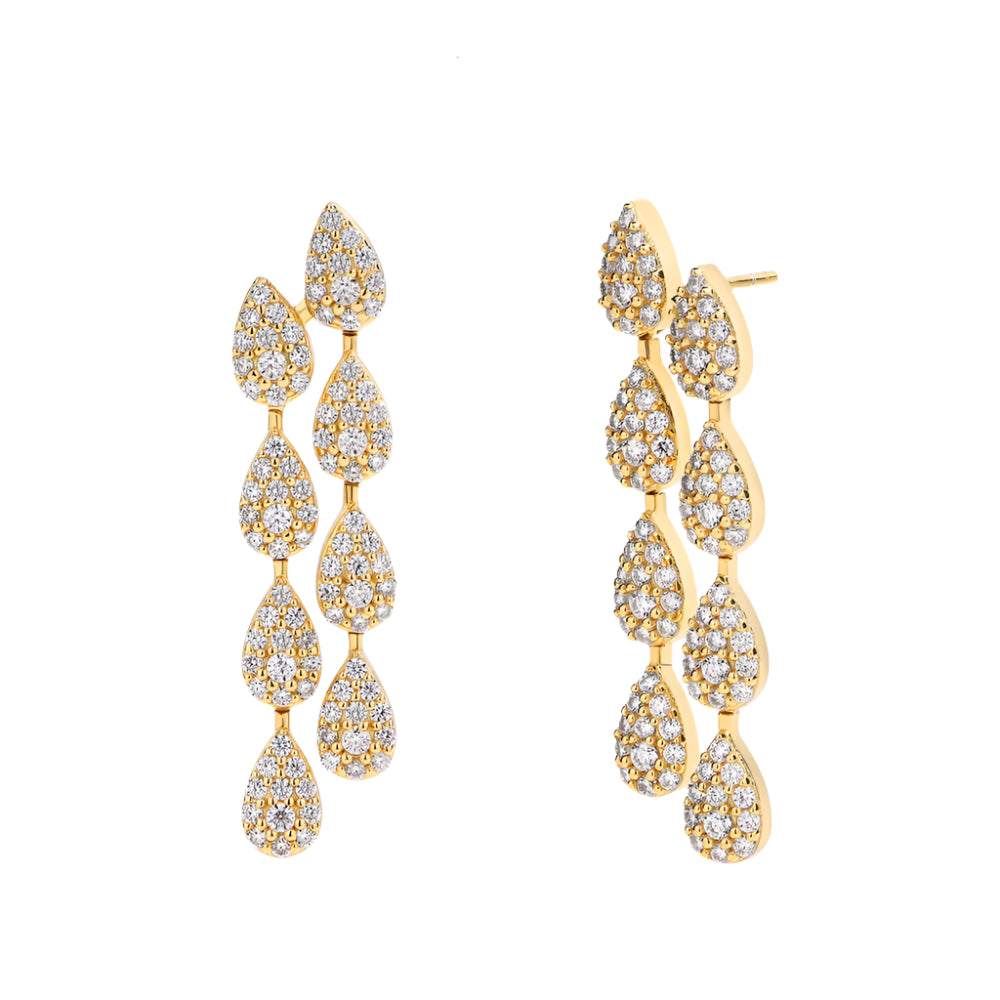 Moissanite Round-Cut Dangle Waterdrop Earrings in 925 Sterling Silver with Gold Plating