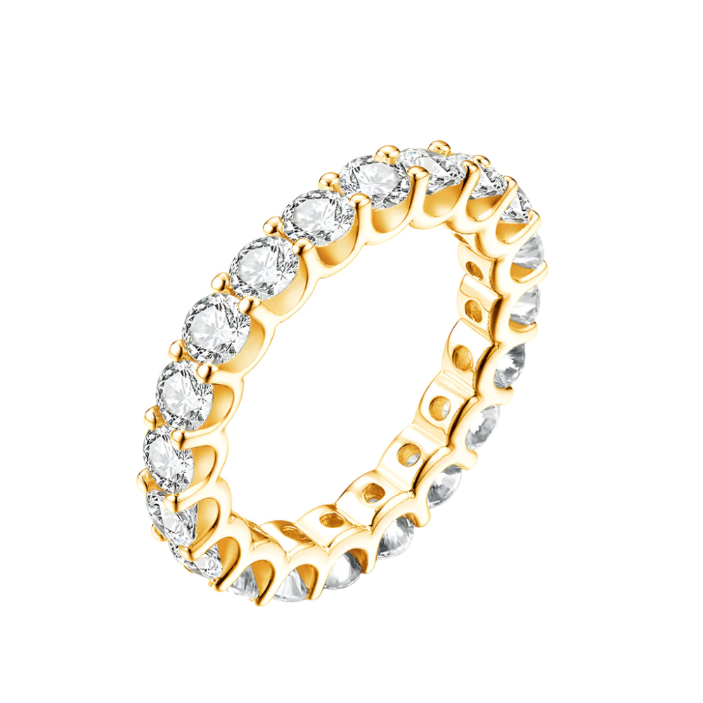 Round-Cut Moissanite Eternity Band in 925 Sterling Silver with White/Yellow/Rose Gold Plating