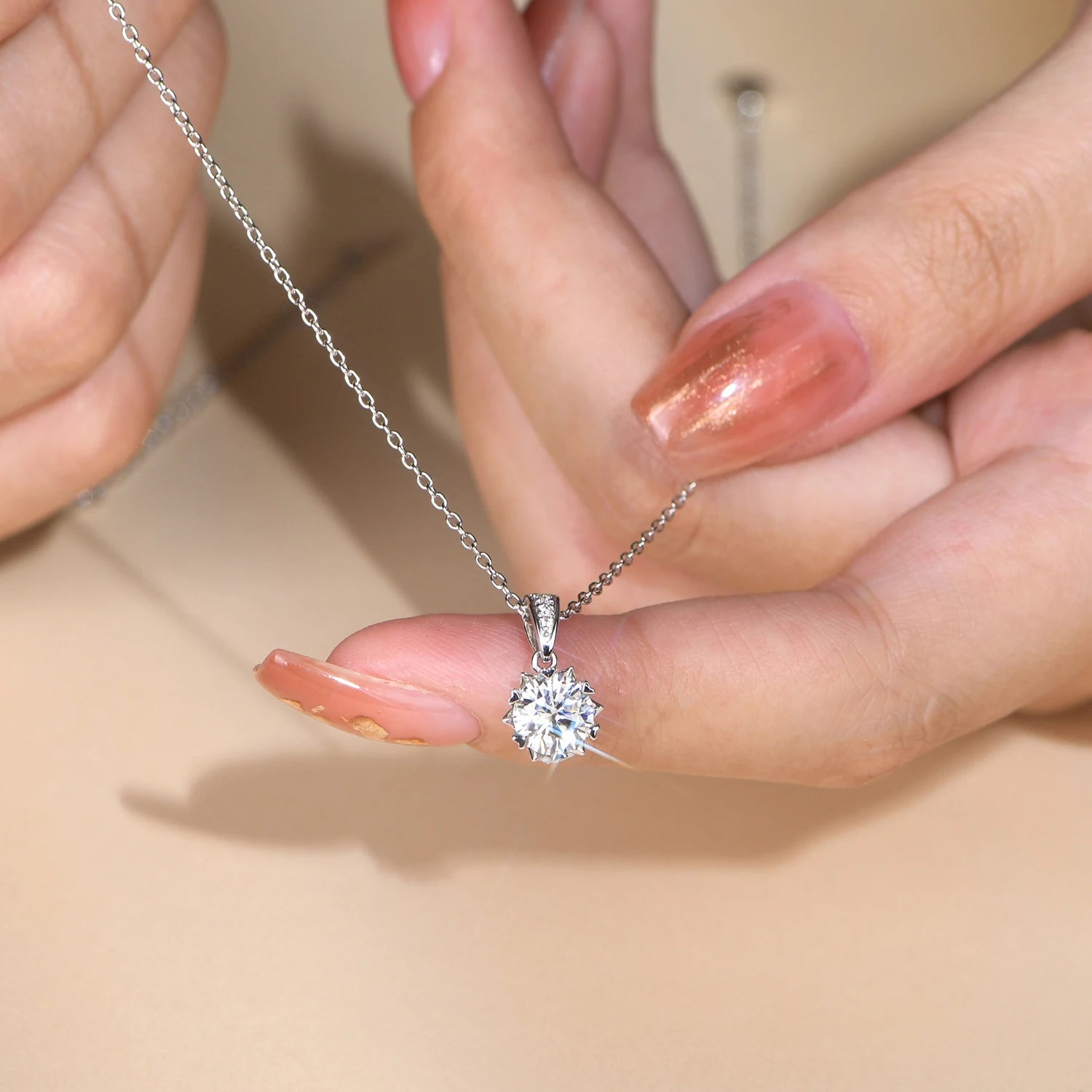 1.0 Carat Brilliant Round-Cut Moissanite Pendant Necklace in Sterling Silver