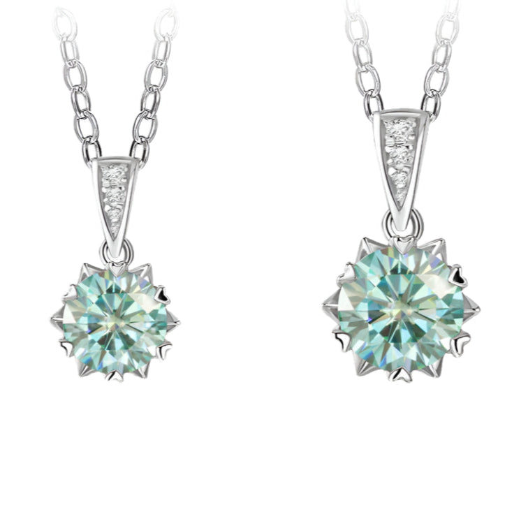 1.0 Carat Brilliant Round-Cut Moissanite Pendant Necklace in Sterling Silver