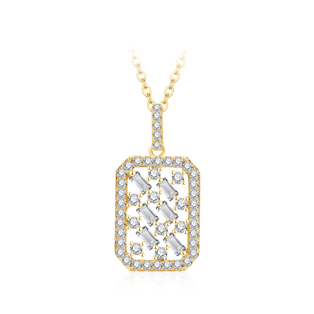 Moissanite Rectangular-Cut Pendant Necklace in Sterling Silver