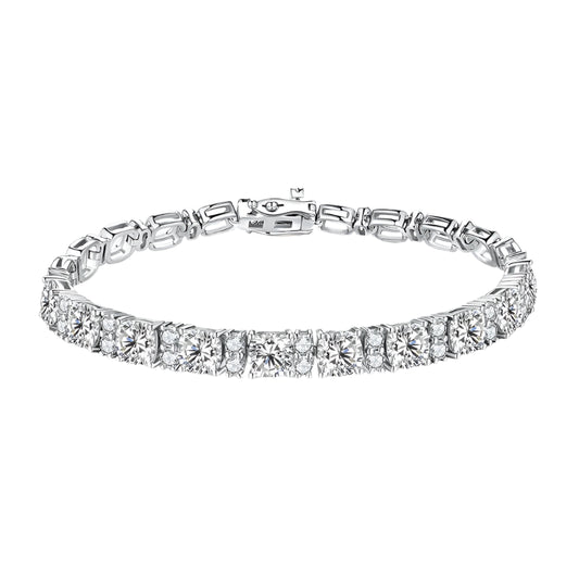 Moissanite Diamond Tennis Bracelet with White Rhodium Plating in 925 Sterling Silver