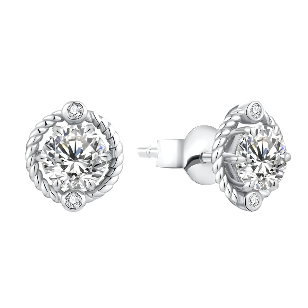 Round-Cut Moissanite Earrings in 925 Sterling Silver with Gold Plating