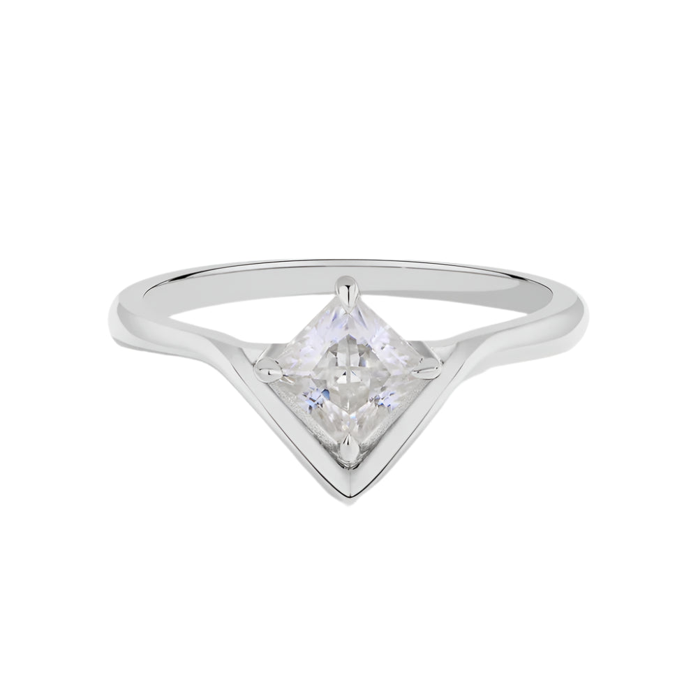 Princess-Cut Moissanite Fashion Ring in 925 Sterling Silver with Gold Plating