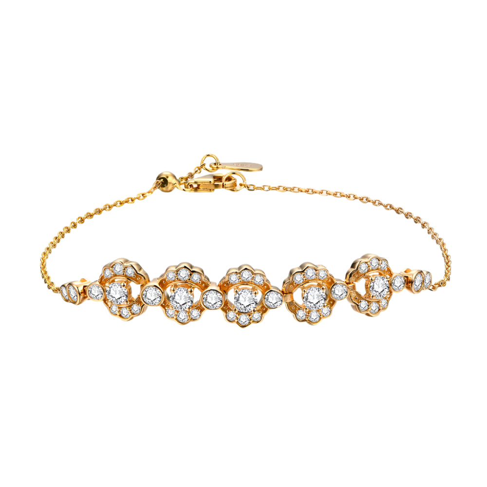 D Color Round-Cut Moissanite Bracelet in 925 Sterling Silver or Solid Gold