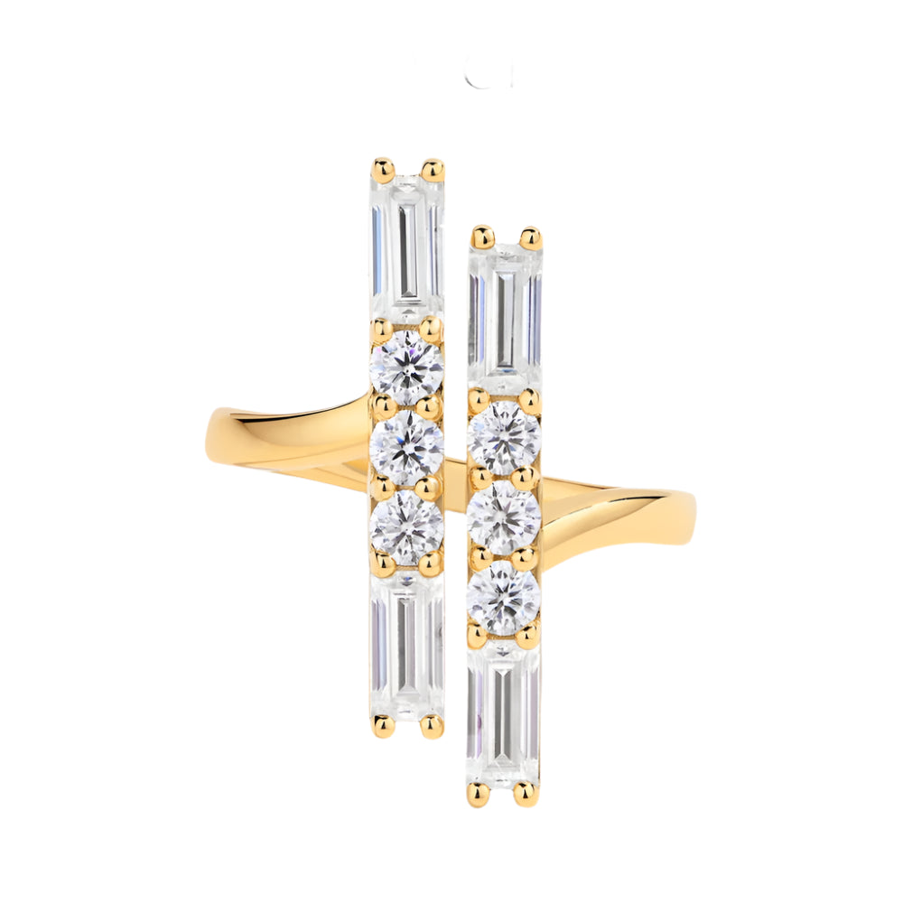 Moissanite Ring in 925 Sterling Silver with White/Yellow Gold Plating