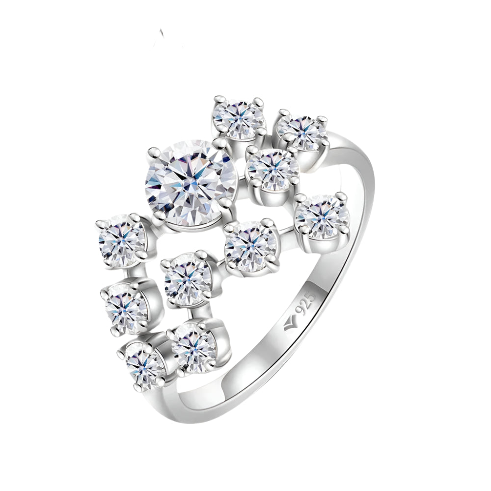 Round Moissanite Fashion Ring in 925 Sterling Silver and 18K Gold Plating